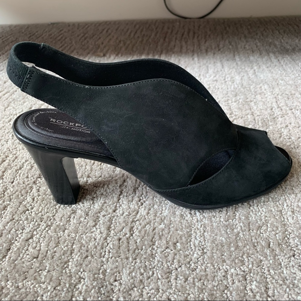 Rockport Total Motion V Sling Black open toe leather heels size 7.5 - Picture 2 of 7